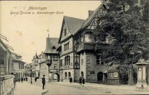 Ak Meiningen in Thüringen, Georgstraße und Henneberger Haus