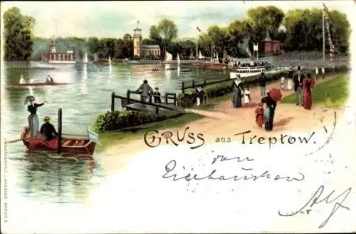 Litho Berlin Treptow, Kaiser Wilhelmgarten, Dampferanlegestelle