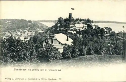 Ak Hamburg Altona Blankenese, Blick auf den Ort mit Süllberg vom Bismarckstein gesehen