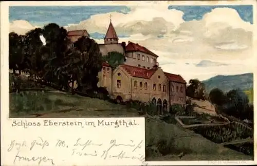 Künstler Ak Gernsbach im Schwarzwald, Schloss Eberstein im Murgtal