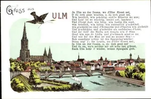 Ak Ulm an der Donau, Ortsansicht, Ulmer Spatz