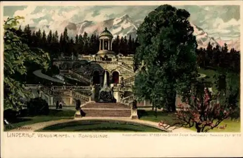 Künstler Litho Diemer, Zeno, Ettal Oberbayern, Schloss Linderhof, Venustempel, Königslinde, Zieher