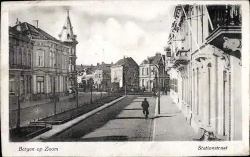 Ak Bergen op Zoom Nordbrabant Niederlande, Stationstraat