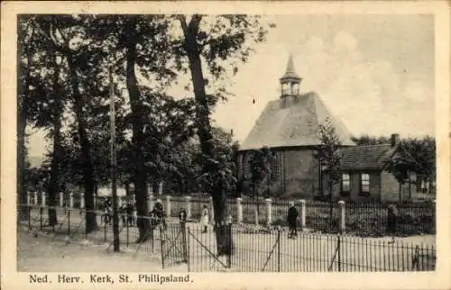 Ak Sint Philipsland Zeeland, Niederlande. Rev. Kirche