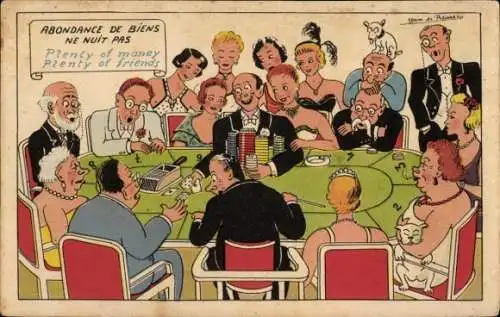 Künstler Ak Reissac, Jean de, Black Jack, Kasino, Glücksspiel, Abondance de biens de nuit pas