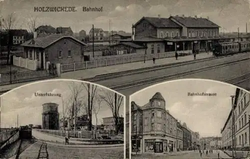 Ak Holzwickede im Ruhrgebiet, Bahnhof Gleisseite, Unterführung, Bahnhofstraße