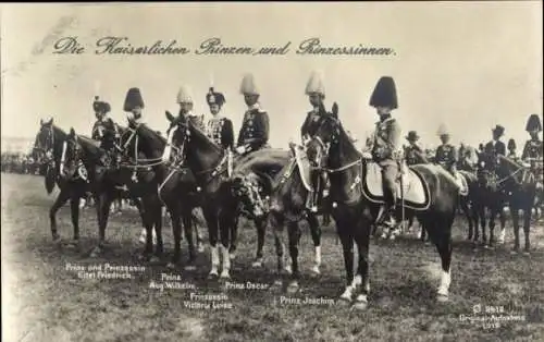 Ak Prinz Eitel Friedrich, Sophie Charlotte von Oldenburg, Victoria Luise, August Wilhelm, Joachim