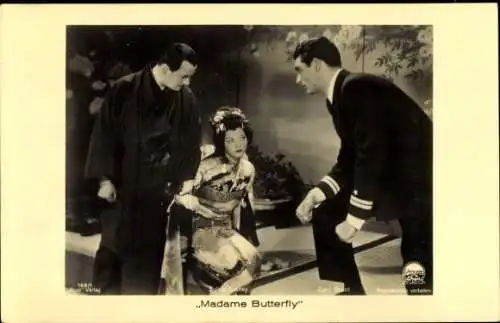 Ak Schauspielerin Sylvia Sidney und Gary Grant, Portrait, Madame Butterfly, Kimono