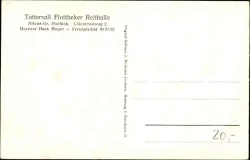 Ak Hamburg Altona Groß Flottbek, Tattersall Flottbeker Reithalle, Liliencronweg 2