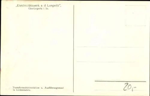 Ak Oberlungwitz in Sachsen. Elektrizitätswerk, Auto
