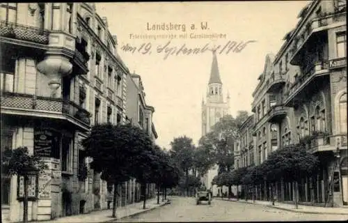 Ak Gorzów Wielkopolski Landsberg an der Warthe Ostbrandenburg, Friedebergerstraße, Garnisonkirche