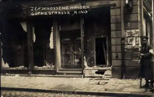 Ak Zerschossene Häuser, Goethestraße, Kino, Weißer Terror
