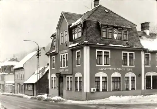 Ak Zella Mehlis im Thüringer Wald, Hotel Stadt Suhl, Winter