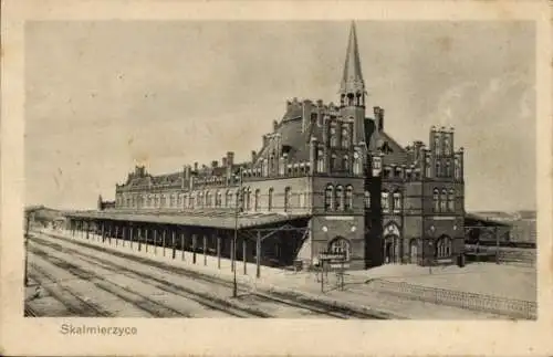 Ak Skalmierzyce Alt Skalmierschütz Poznań Posen, Bahnhof, Gleisseite