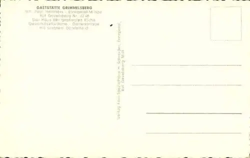 Ak Milspe Ennepetal am Ruhrgebiet, Gaststätte Grimmelsberg