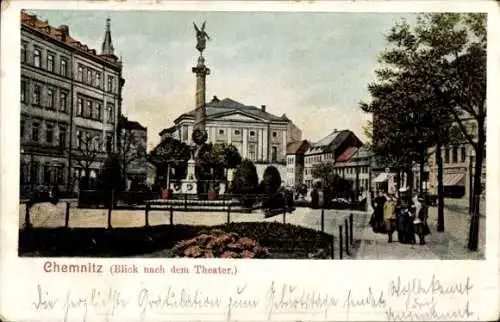 Ak Chemnitz in Sachsen, Theater, Denkmal