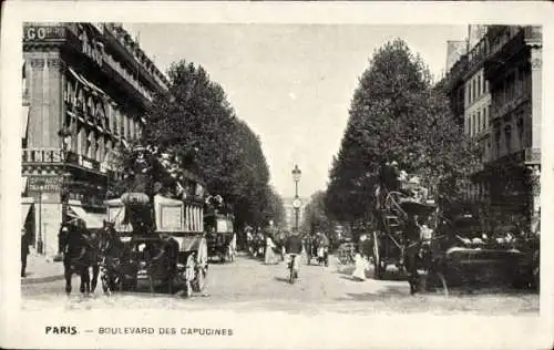 Ak Paris IX, Boulevard de Capucines, Allee, Kutschen