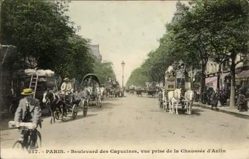 Ak Paris IX, Boulevard des Capucines, Blick von der Chaussee d'Antin