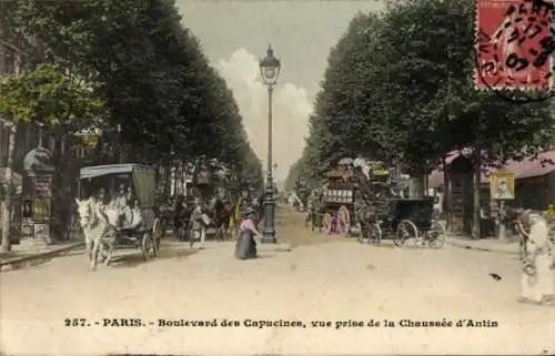 Ak Paris IX, Boulevard des Capucines, Blick von der Chaussèe d'Antin