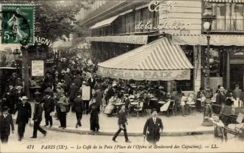 Ak Paris IX, Boulevard des Capucines, Place de l'Opera, Café de la Paix