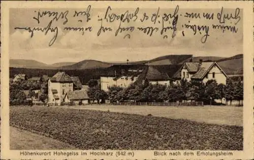 Ak Hohegeiß Braunlage im Oberharz, Erholungsheim