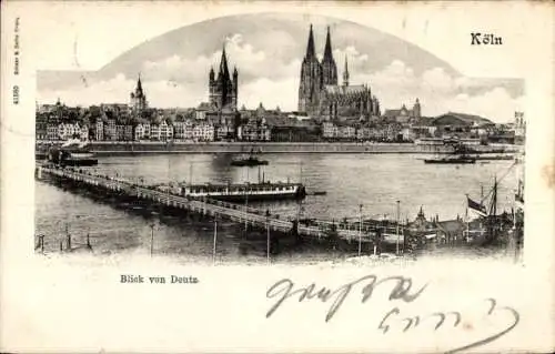 Ak Köln am Rhein, Blick von Deutz, Dom