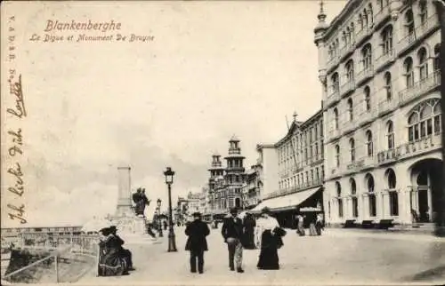 Ak Blankenberghe Blankenberge Westflandern, La Digue et Monument De Bruyne