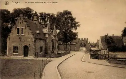 Ak Bruges Brügge Flandern Westflandern, La Maison eclusiere au lac d'Amour