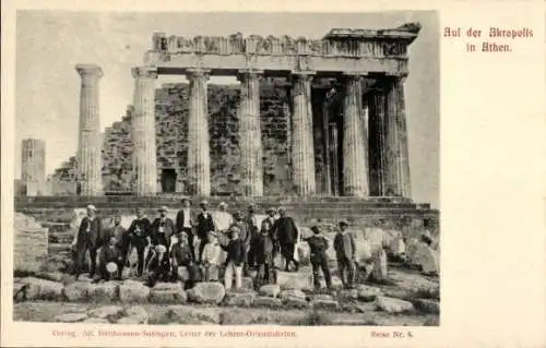 Ak Athen Griechenland, Gruppenbild auf der Akropolis