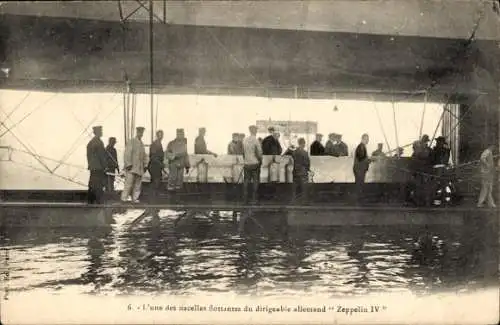 Ak Luftschiff Zeppelin IV, schwimmende Gondel