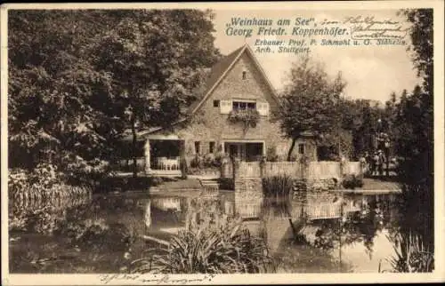 Ak Stuttgart in Württemberg, Weinhaus am See, Georg Friedr. Koppenhöfer, Bauausstellung