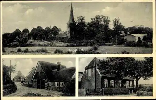 Ak Brügge in Holstein, Kirche, Fachwerkhaus