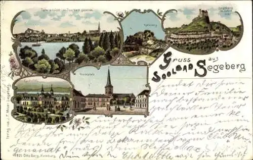 Litho Bad Segeberg in Holstein, Kalkberg, Marktplatz, Kurhotel