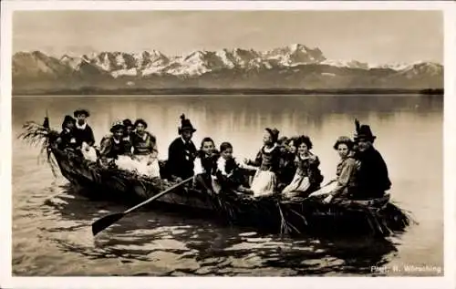 Ak Fischerjugend am Starnberger See, Ruderboot, Volkstracht