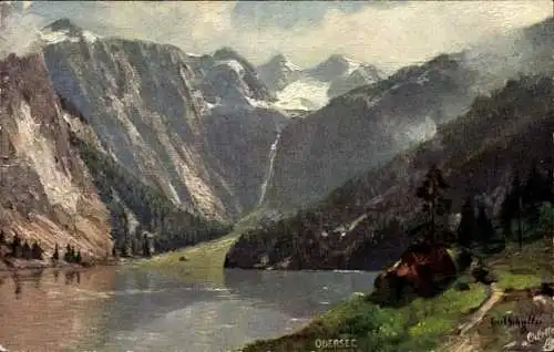 Künstler Ak Schönau am Königssee Oberbayern, Obersee