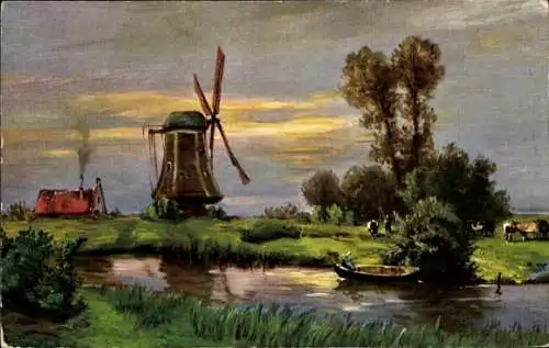 Ak Windmühle, Fluss, Ruderboot