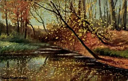 Künstler Ak Klatt, H., Herbst, Wald, Fluss