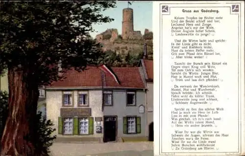 Ak Godesberg Bonn, Gasthof zum Godesberg, Inh. Schumacher, Gedicht