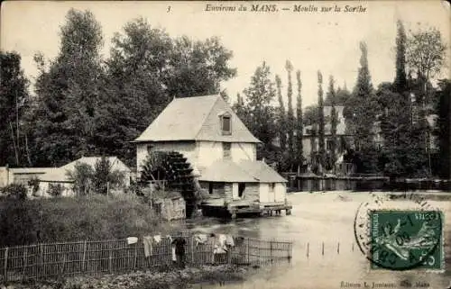 Ak Le Mans Sarthe, Moulin sur la Sarthe