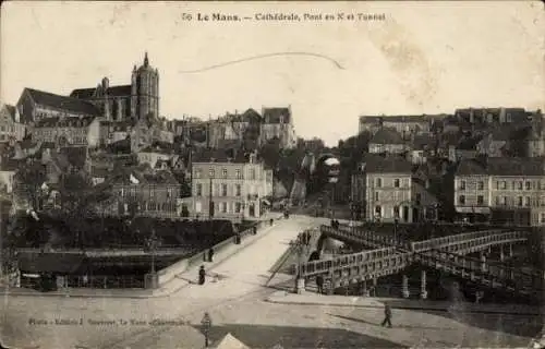 Ak Le Mans Sarthe, Kathedrale, Pont en x et Tunnel