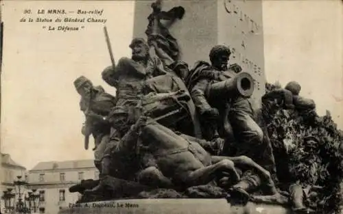 Ak Le Mans Sarthe, Bas relief de la Statue du General Chanay, La defense