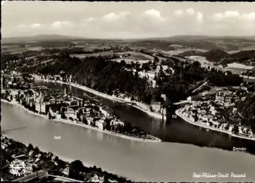 Ak Passau in Niederbayern, Panorama, Donau, Inn, Ilz