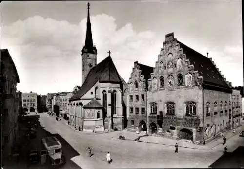 Ak Wasserburg am Inn in Oberbayern, Marienplatz, Kirche, Bus