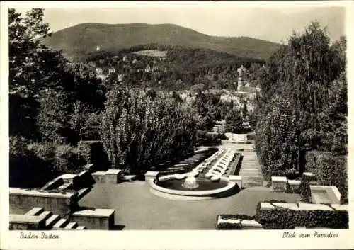 Ak Baden Baden am Schwarzwald, Blick vom Paradies