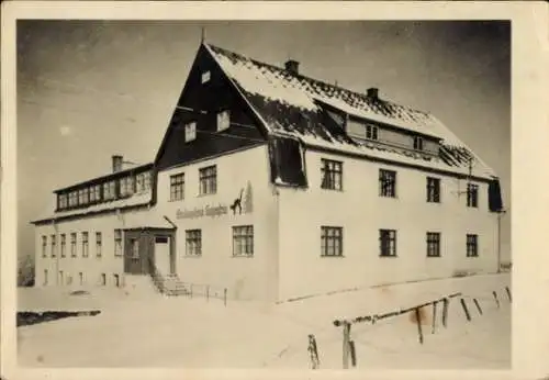 Ak Pobershau Marienberg im Erzgebirge, Erholungsheim Katzenstein der Stadt Chemnitz, Winteransicht