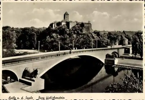 Ak Halle an der Saale, Burg Giebichenstein, Brücke