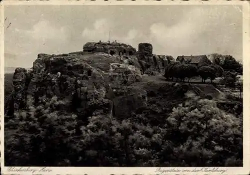 Ak Blankenburg am Harz, Burg Regenstein von der Karlsburg gesehen