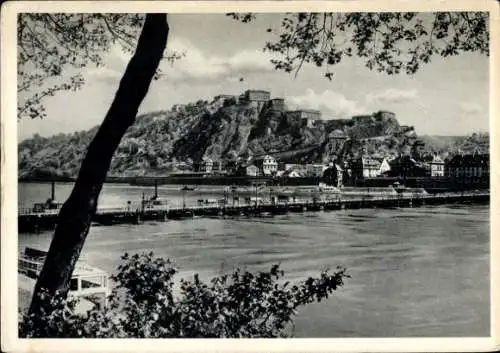 Ak Koblenz am Rhein, Ehrenbreitstein, Schiffbrücke