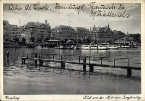 Ak Hamburg Mitte Neustadt, Jungfernstieg, Blick von der Alster