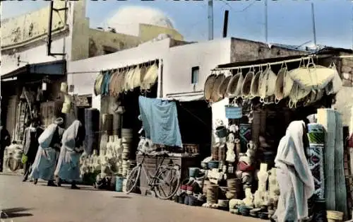 Ak Bizerte Tunesien, Rue de la Regence, Geschäfte